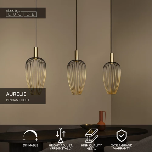 Lucide AURELIE - Pendant light - 3xGU10 (MR11) - Gold | Vibes - USP